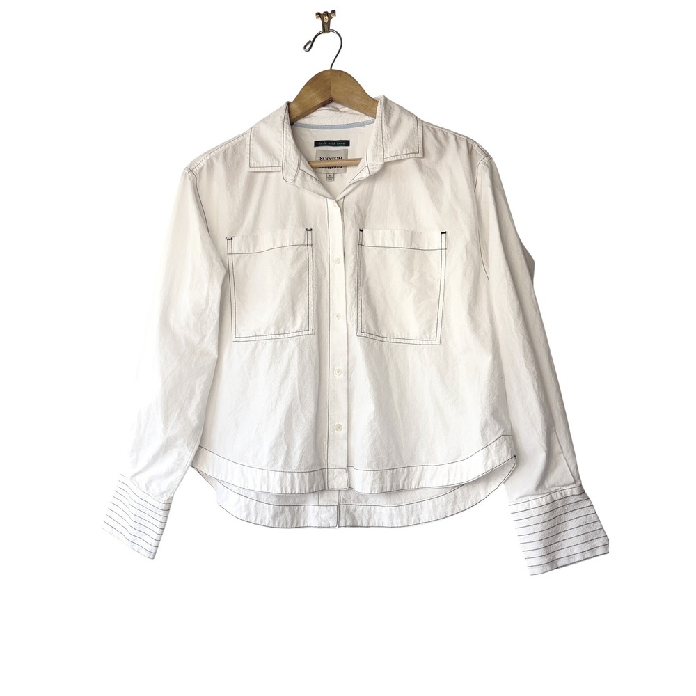 Scotch & Soda Amsterdam Womens White Contrast Stitch Button Down Shirt XS B005